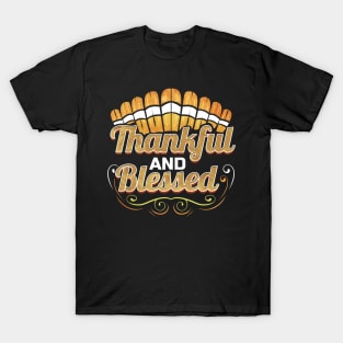 Turkey Feather Logo Thankful and blessed Thanksgiving T-Shirt